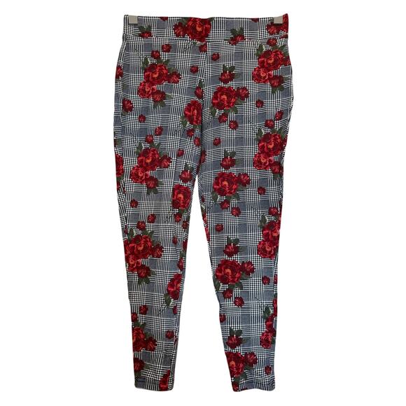 Torrid Sz 12 High Low Waist Black White Red Roses | EUC - Picture 1 of 5